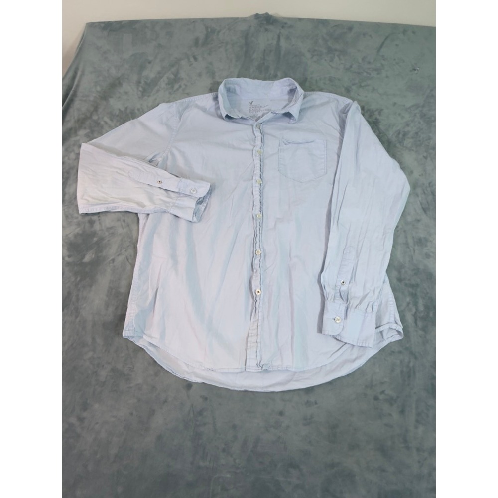 American Eagle Outfitters Mens XL Athletic Fit Button Down Shirt Light Blue No77